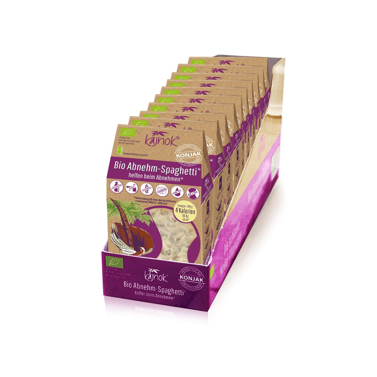Organiczne spaghetti wyszczuplające: Konjac Spaghetti - Organiczny makaron Shirataki na odchudzanie - Idealny w przypadku diet niskowęglowodanowych - Najlepsza alternatywa dla makaronu dla diety, fitnessu i zdrowego stylu życia 10 sztuk 2,7 kg