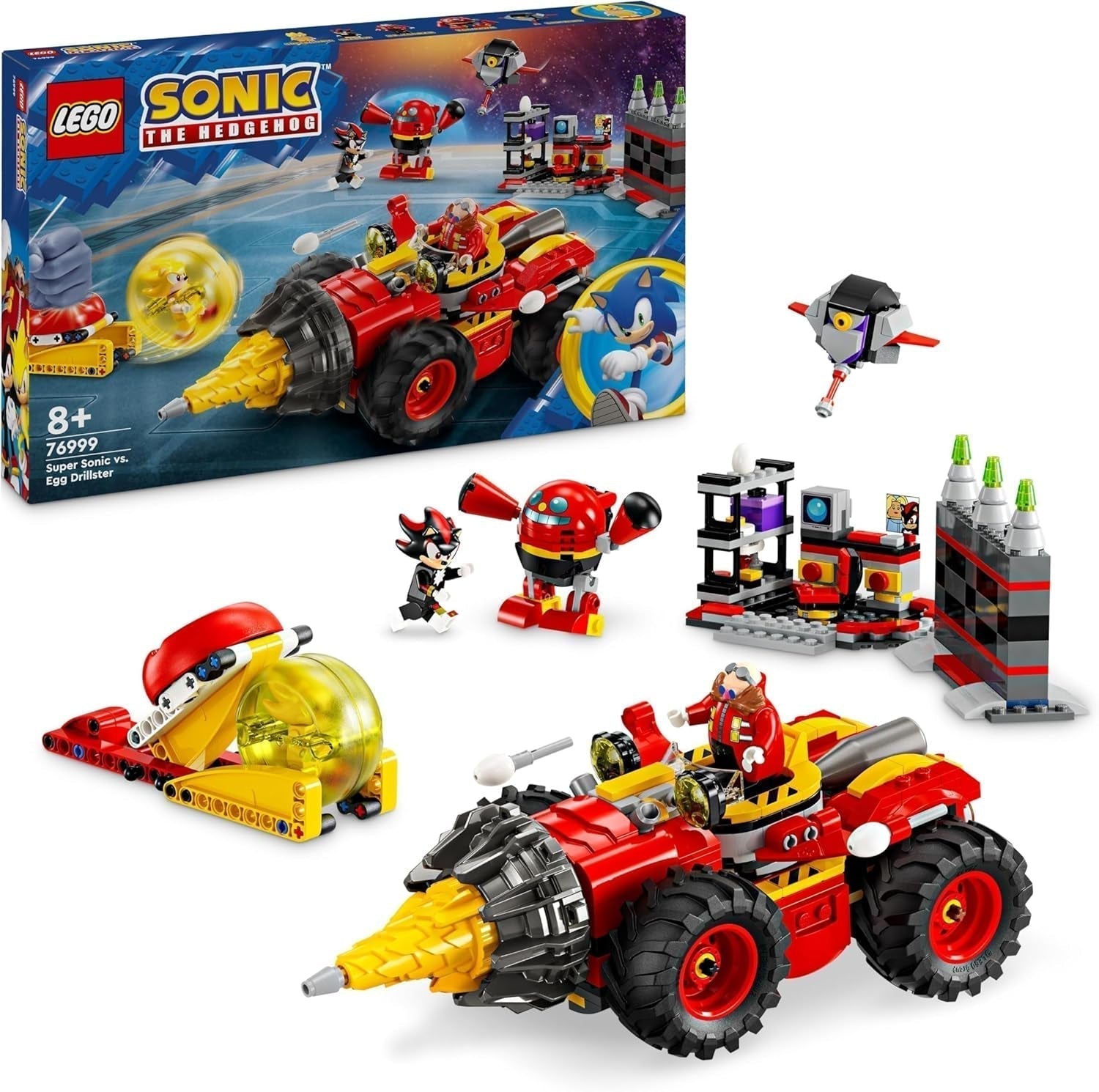 LEGO Sonic Jeż Super Sonic kontra. Zestaw gier wideo Egg Drillster Adventure dla dzieci Prezent dla dzieci Zestaw Shadow i Dr Eggman dla chłopców i dziewcząt w wieku 8 lat 76999 Zestawy do budowania Besuche den LEGO-Store Default Title