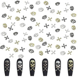 120 sztuk krzyż czaszka zestaw ozdób artystycznych do paznokci złoto srebro metalowe wisiorki do paznokci Punk stop biżuteria artystyczna do paznokci musujące kamienie akcesoria
