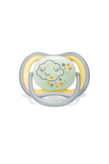 Philips AVENT Ultra Air smoczek na noc dla dzieci w wieku powyżej 18 miesięcy Świecące w ciemności podwójne opakowanie Cloud/Tiger (model SCF376/01)