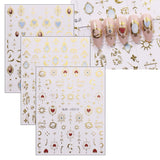 JMEOWIO Nagelsticker Herz Mond Stern 9 Blatt Nail Art Naklejka Selbstklebend Nagelaufkleber Bunt Dekoration Nageldesign Zubehör
