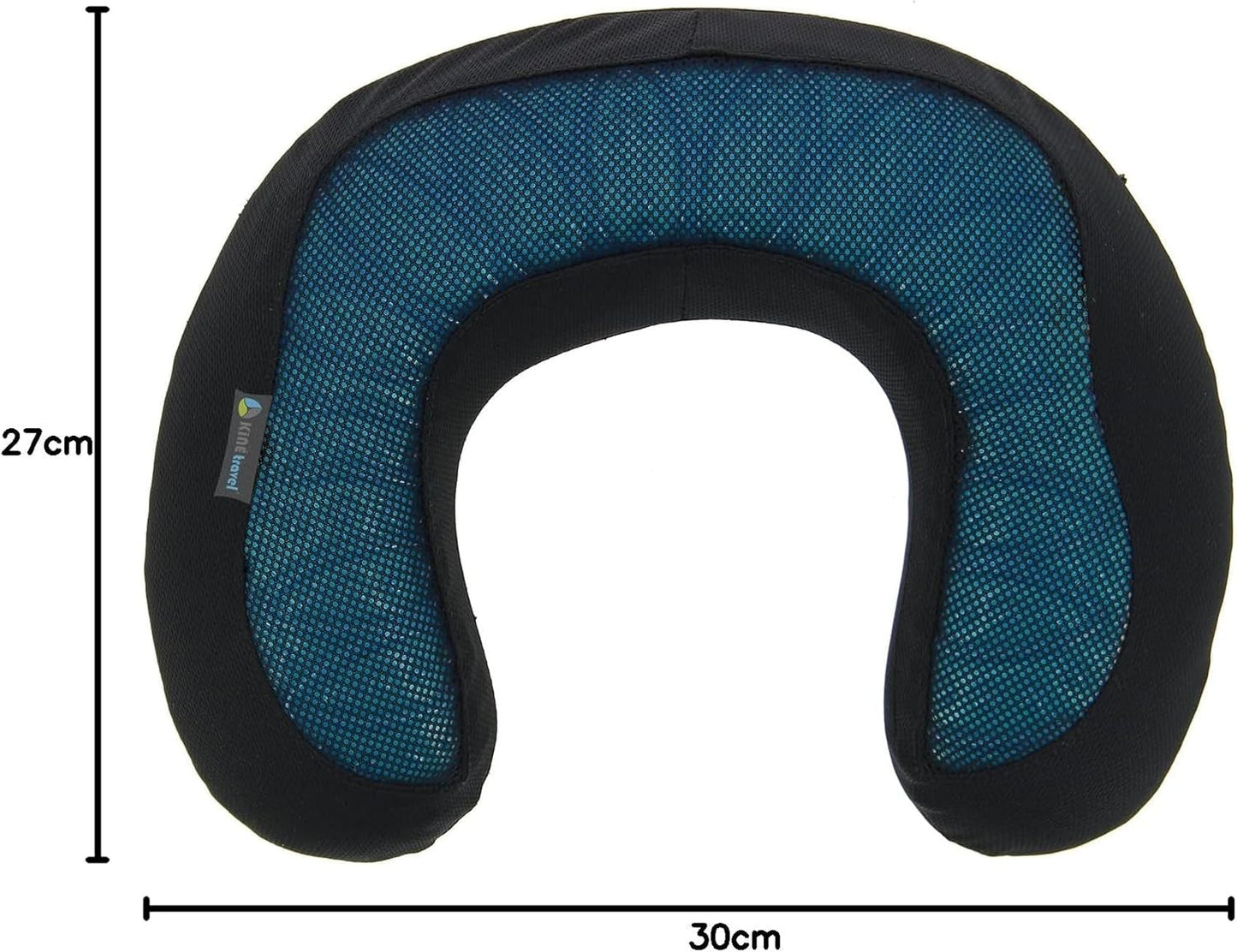 Kine Travel 169803 Żelowa poduszka pod szyję Zatwierdzona przez fizjoterapeutę Ergonomiczna poduszka podróżna Czarno-niebieskie poduszki podróżne Naty Shop