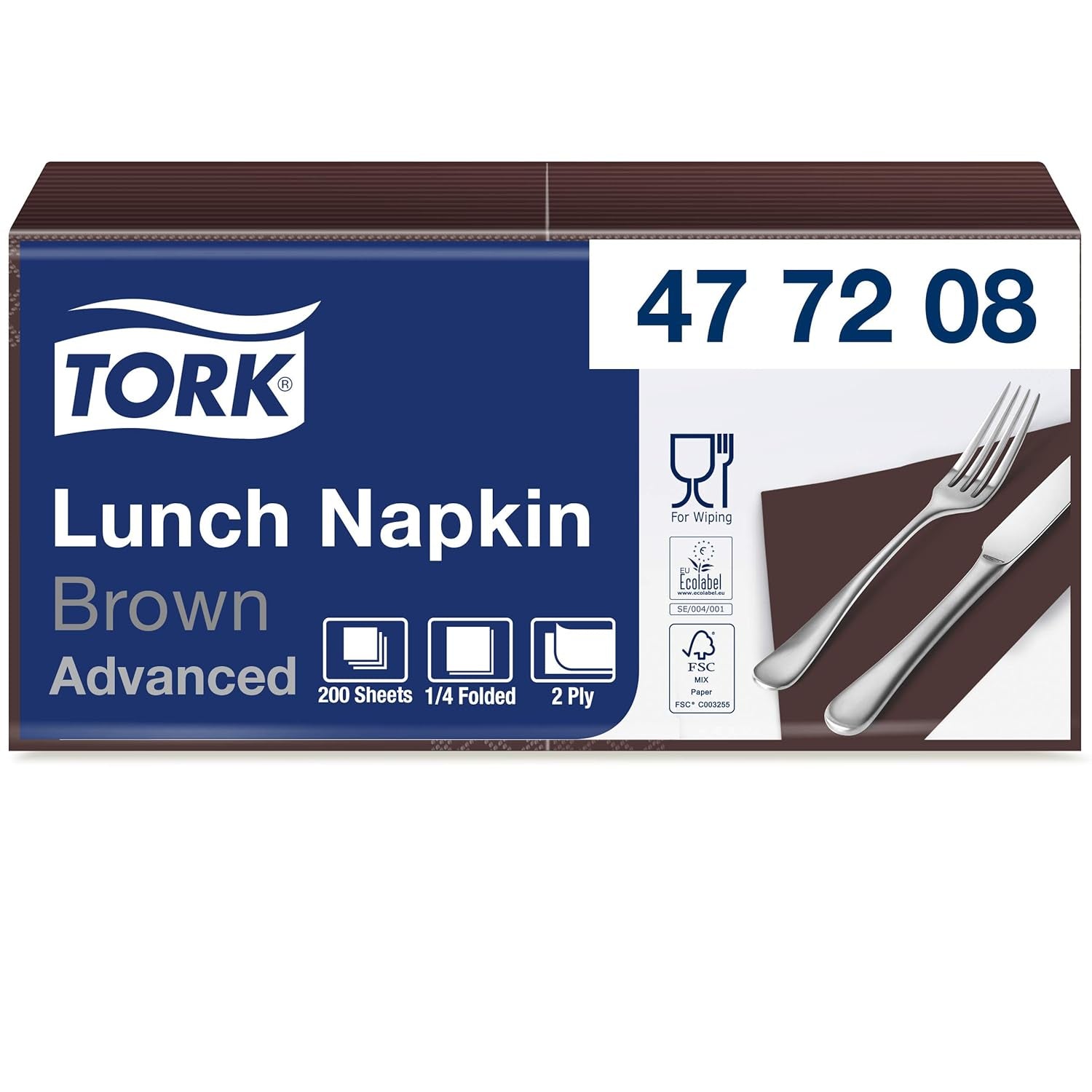 Tork 477840 Limonkowe serwetki obiadowe / 2-warstwowe serwetki do małych posiłków lub przekąsek / Zaawansowana jakość / 10 X 200 (2000) serwetki papierowe / 32,6 X 33 cm (dł. x szer.) / złożenie na 1/4