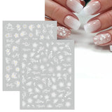 JMEOWIO Nagelsticker Frühlings Weiß Blume 12 Blatt Nail Art Naklejka Selbstklebend Nagelaufkleber Sommer Schmetterling Blumen Blatt Dekoration Nageldesign Zubehör