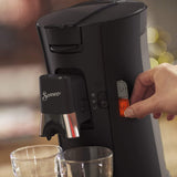 Ekspres na kapsułki PHILIPS Senseo Select z wyborem intensywności kawy i funkcją pamięci, wykonany z tworzywa sztucznego pochodzącego z recyklingu, kolor: czarny (CSA240/60)