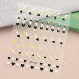 JMEOWIO Nagelsticker Herz Linien Blumen 9 Blatt Nail Art Naklejka Selbstklebend Nagelaufkleber Bunte Dekoration Nageldesign Zubehör