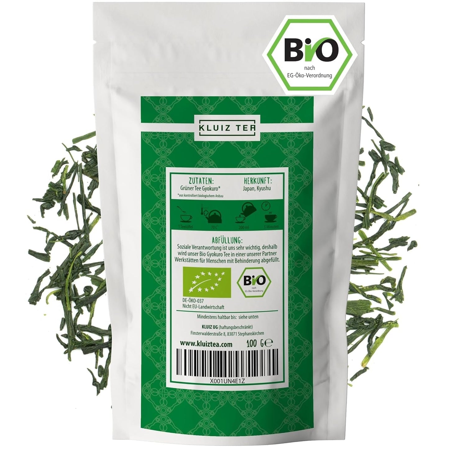 KLUIZ Gyokuro Tokiwa organiczna - Pierwszy ręcznie zbierany zbiór - Japońska zielona herbata I 100 gramów I Organiczna zielona herbata