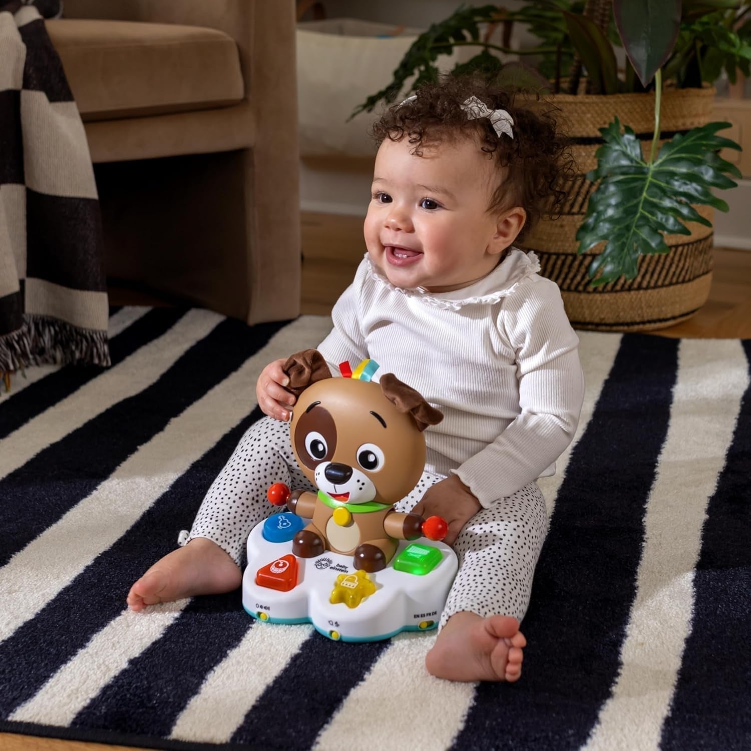 Baby Einstein, Drum & Learn Dean Muzyczna zabawka edukacyjna – multisensoryczna zabawka dla dziecka, 2 tryby gry, kolory, kształty i instrumenty, ponad 50 dźwięków, zabawki dla dzieci od 6 miesiąca życia Naty Shop