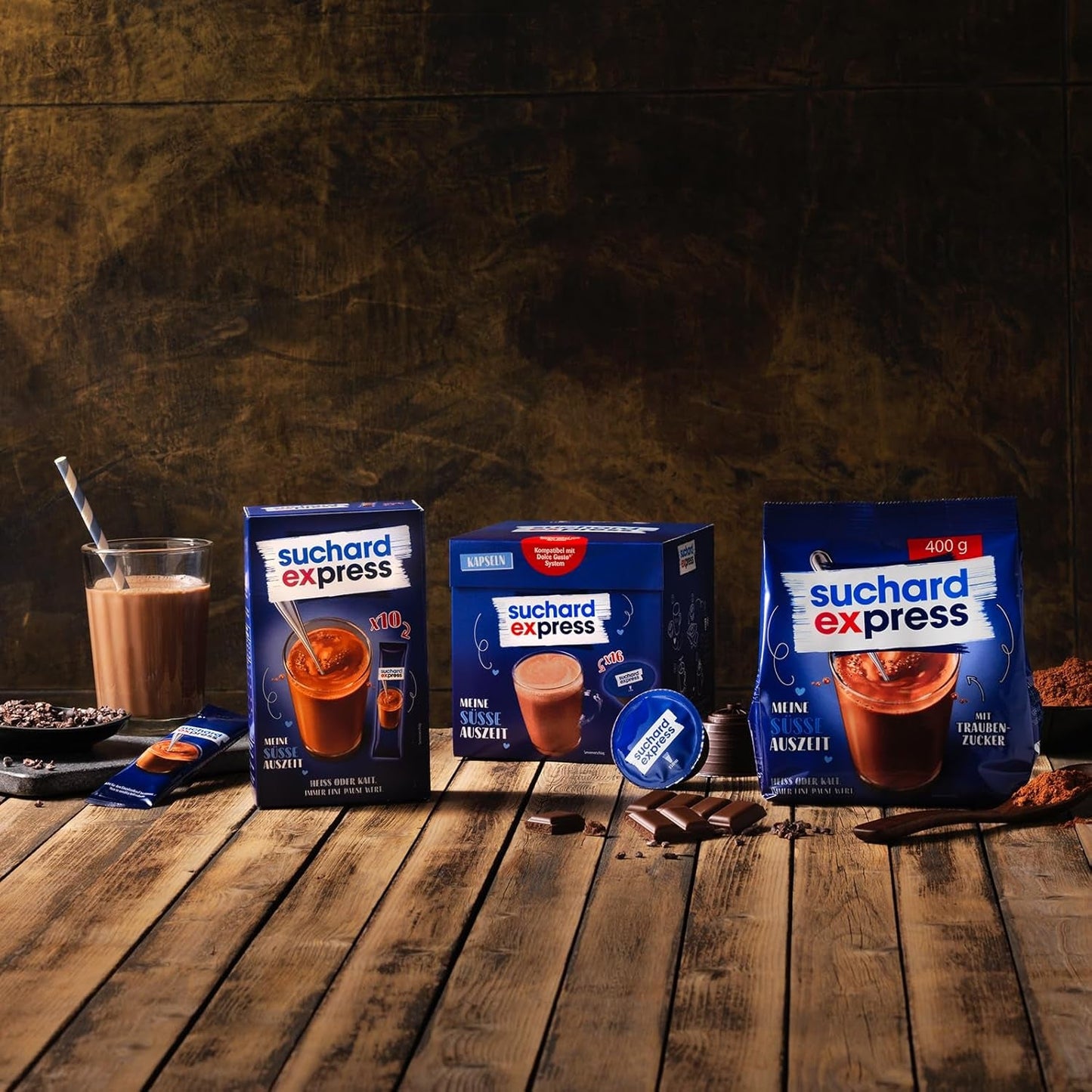 Kapsułki Suchard Express Kakao do Dolce Gusto, 3x 16 kapsułek, kompatybilne z maszyną Nescafé Dolce Gusto, Cremige Trinkschokolade