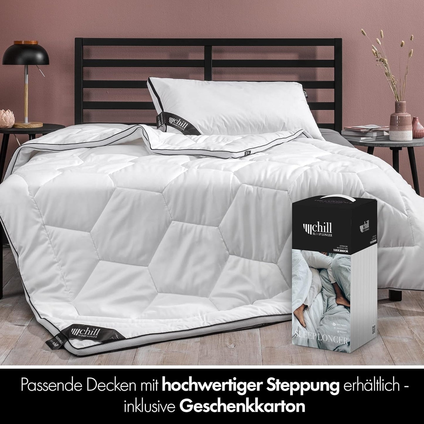 Poduszka 80X80 cm - wzór 2 w 1 - poduszka w poduszce - duża oddychająca i nadająca się do prania poduszka do spania oraz 100% wegańska - 2 poduszki 3 opcje - poduszka z wypełnieniem 600G i 1200G Poduszki standardowe Naty Shop