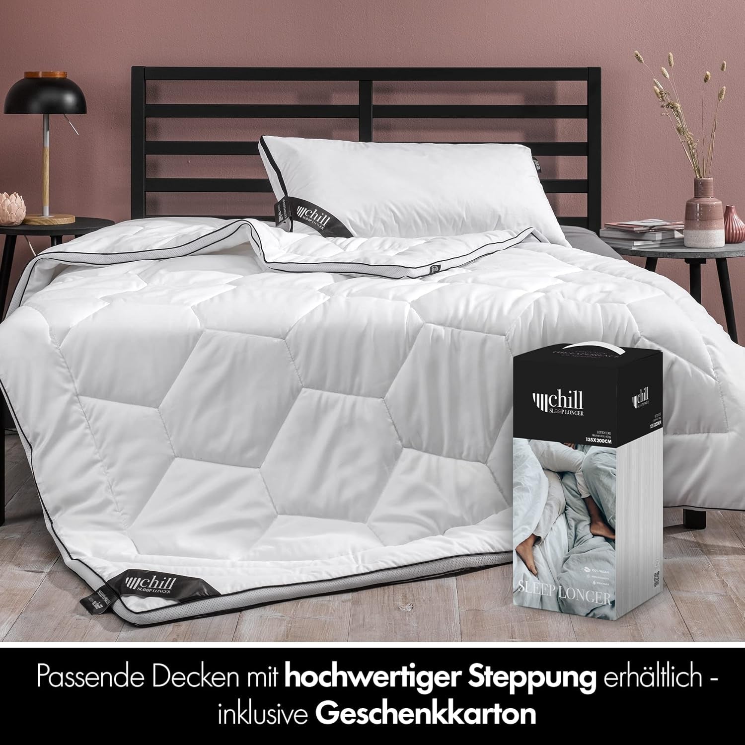 Poduszka 80X80 cm - wzór 2 w 1 - poduszka w poduszce - duża oddychająca i nadająca się do prania poduszka do spania oraz 100% wegańska - 2 poduszki 3 opcje - poduszka z wypełnieniem 600G i 1200G Poduszki standardowe Naty Shop