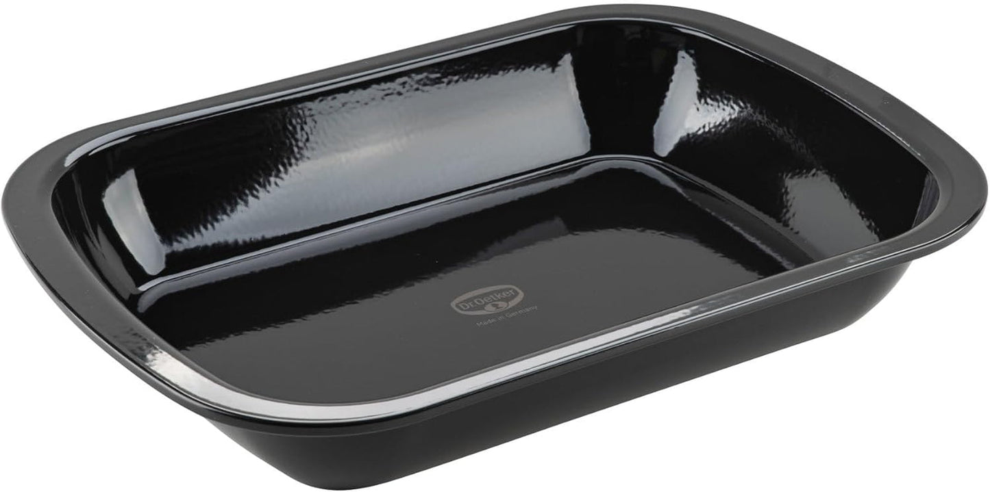Dr. Oetker Back-Idee Kreativ Dessert- Und Auflaufform Aus Emaille, 39,5 X 28 X 6,5 Cm – Hitzebeständig Bis 400°C, Schnittfest, Kratzfest, Induktionsgeeignet, Schwarz Formy i blachy do pieczenia Naty Shop 39 X 28 Cm