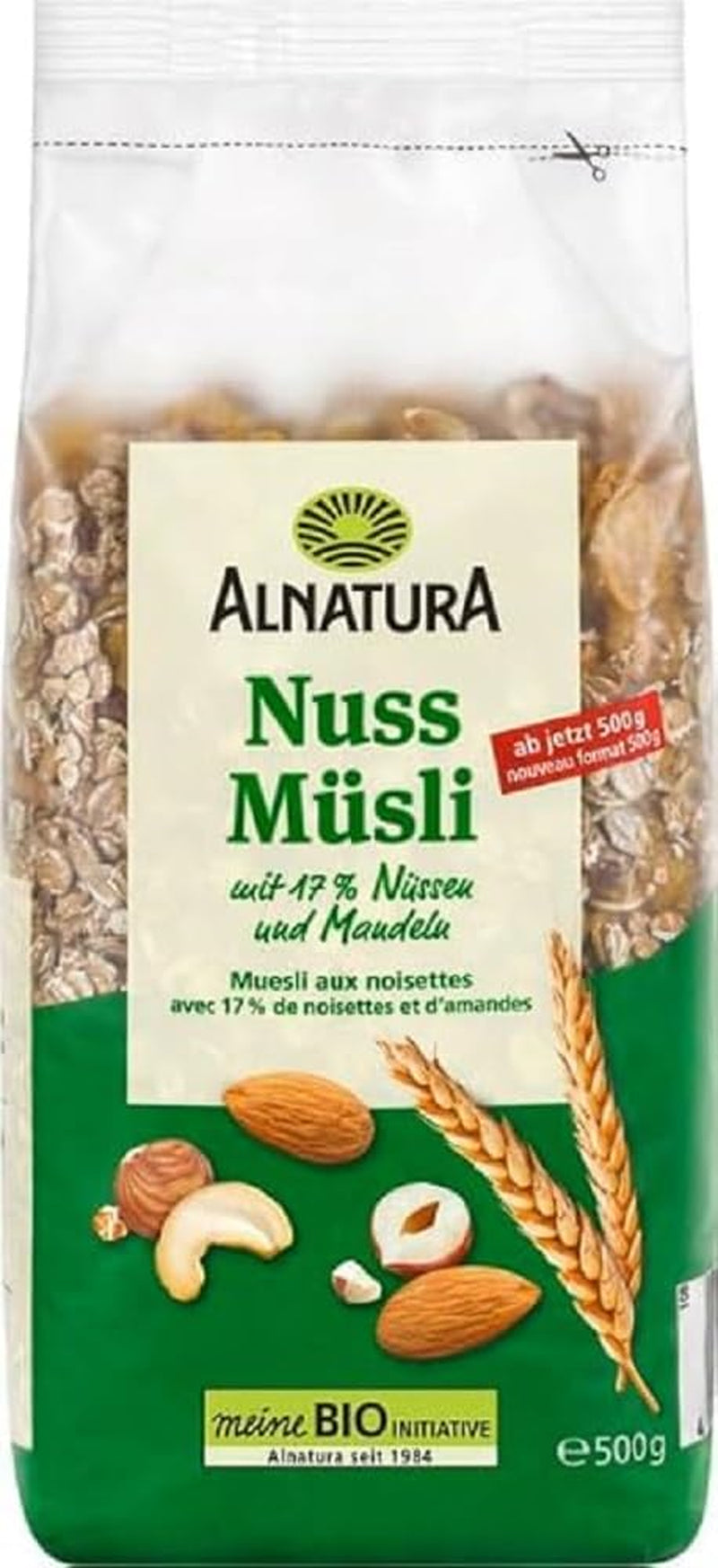 Bio Nuss Müsli Mit 17% Nüssen und Mandeln, 0,5 Kg Cereale Naty Tytuł domyślny sklepu