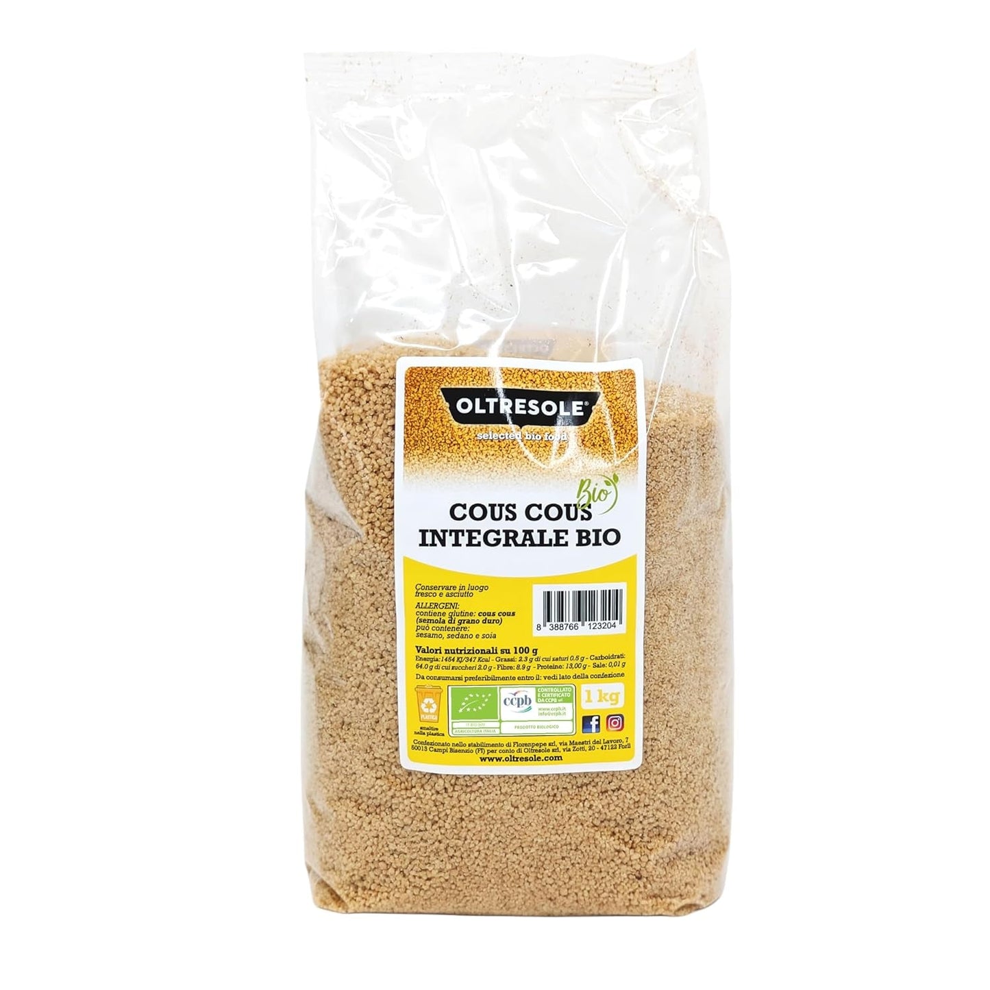 Ekologiczny kuskus pełnoziarnisty 5 kg, ekologiczna mąka pełnoziarnista z pszenicy durum, idealny do zdrowych przekąsek i dodatków, wygodny rozmiar