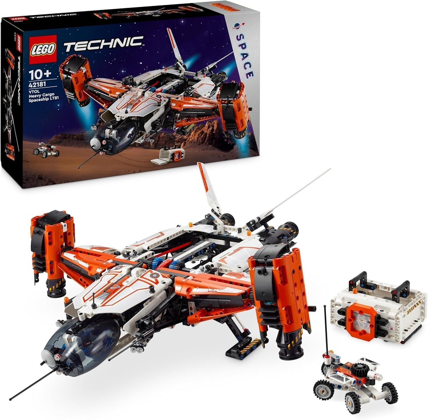 LEGO Technic Transporter kosmiczny Vtol LT81, zestaw do budowania kosmosu, zabawka kosmiczna, statek kosmiczny, zestaw mini łazik, prezent dla chłopców i dziewcząt powyżej 10 lat 42181 Zestawy do budowania Besuche den LEGO-Store Single