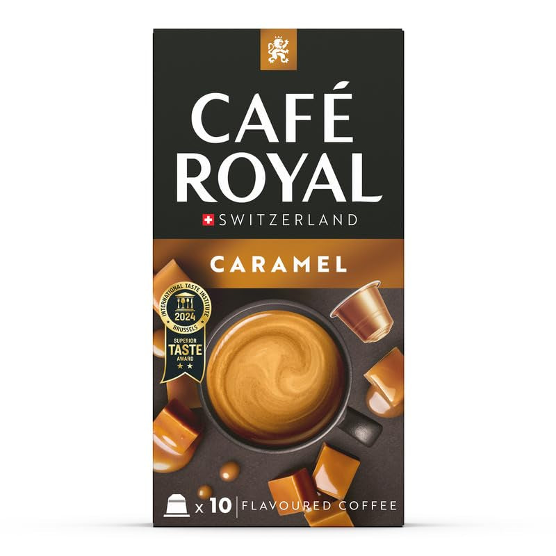 Café Royal Caramel Flavoured Kaffee – Kaffeekapseln kompatybilna z Nespresso®, kremowa, helle Röstung, 100% Arabica, Rainforest Alliance, 100 Kapseln