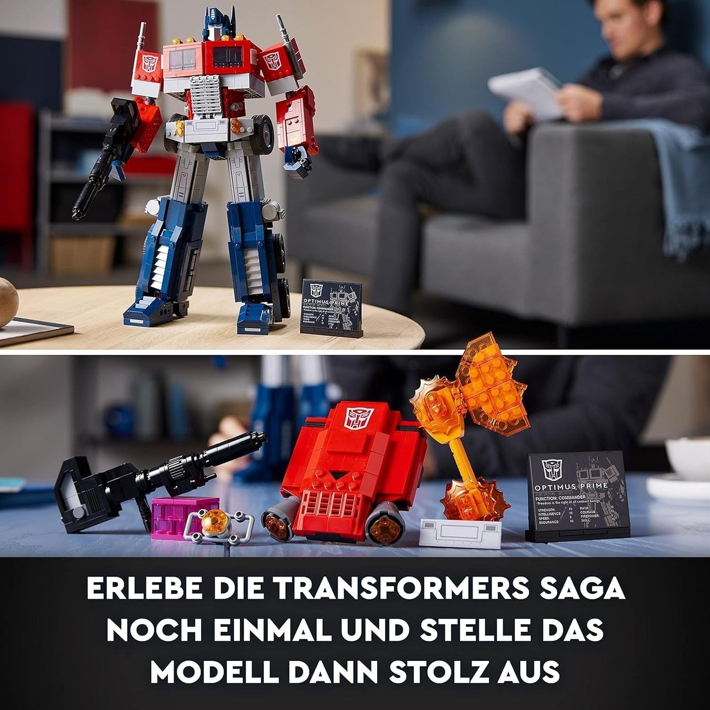 Zestaw LEGO 10302 Icons Optimus Prime, figurka robota 2 w 1 i model ciężarówki, zabawkowy model transformatora dla dorosłych, prezent urodzinowy lub świąteczny dla mężczyzn, kobiet, dla niej i dla niego Zestawy do budowania Besuche den LEGO-Store