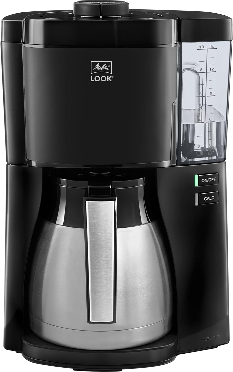 Melitta Look Therm - Ekspres do espresso z filtrem, dzbankiem termicznym i wyjmowanym zbiornikiem na wodę, na maksymalnie 10 filiżanek kawy, czarny