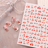 JMEOWIO Nagelsticker Kirschfrucht 6 Blatt Nail Art Naklejka Selbstklebend Nagelaufkleber Dekoration Nageldesign Zubehör