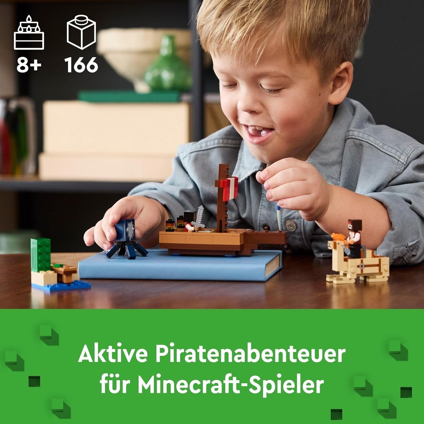LEGO Minecraft Podróż statkiem pirackim Kałamarnica i wielbłąd Figurka pirata Zabawka do budowania statku Odgrywanie ról Prezent dla chłopców i dziewcząt w wieku 8 lat 21259 Zestawy do budowania Besuche den LEGO-Store