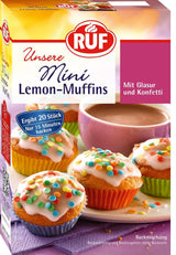 RUF Mini muffinki z cytryną, mieszanka do pieczenia o smaku cytrynowym, 350 gram Kuchnia Naty Shop Cytryna
