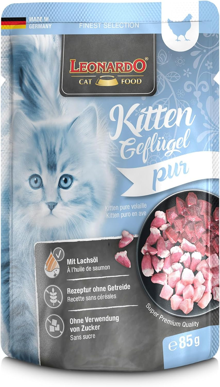 LEONARDO Fresh Pouches [16 x 85 g mokrej karmy dla kotów, bez zbóż] | Kompletna karma mokra w pojedynczych saszetkach