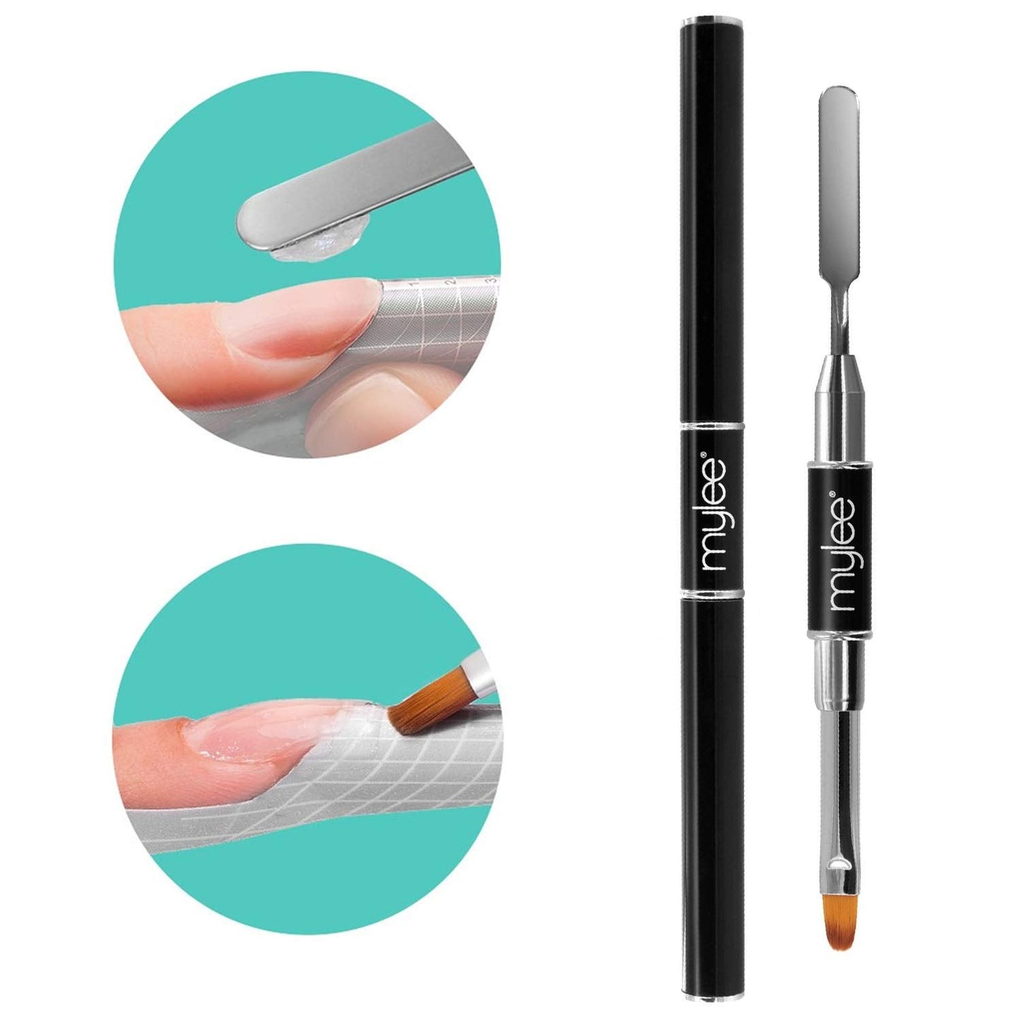 Mylee Magic Extender Gel Tool Mit Zwei Enden – 2 w 1 Pinsel & Spachtel do przedłużania UV/LED Nagelkunst, Nagelspitzen i Für