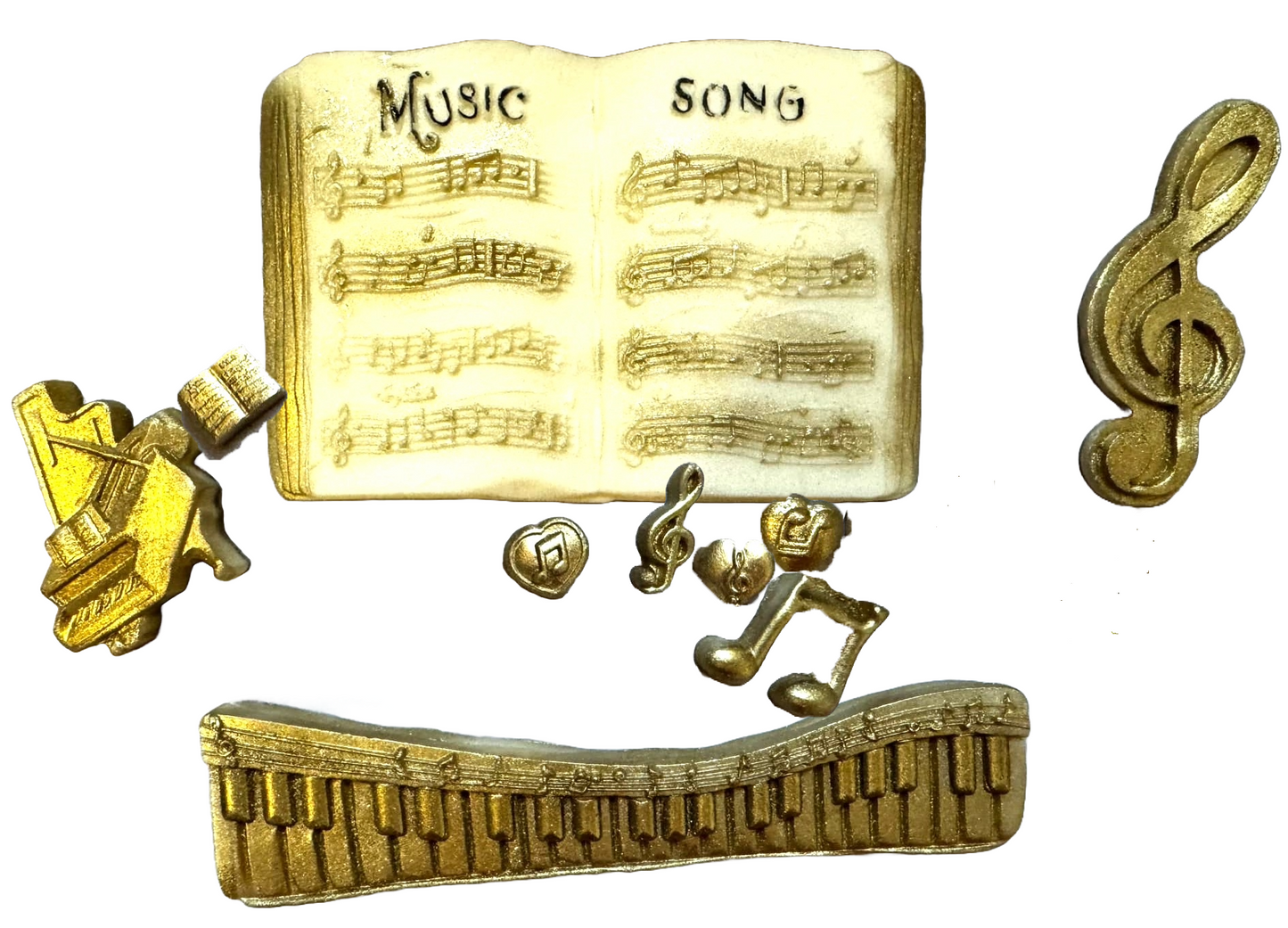 Zestaw 10 jadalnych dekoracji z pasty cukrowej, Instrumenty muzyczne. Dekoracje z pasty cukrowej Nati Shop