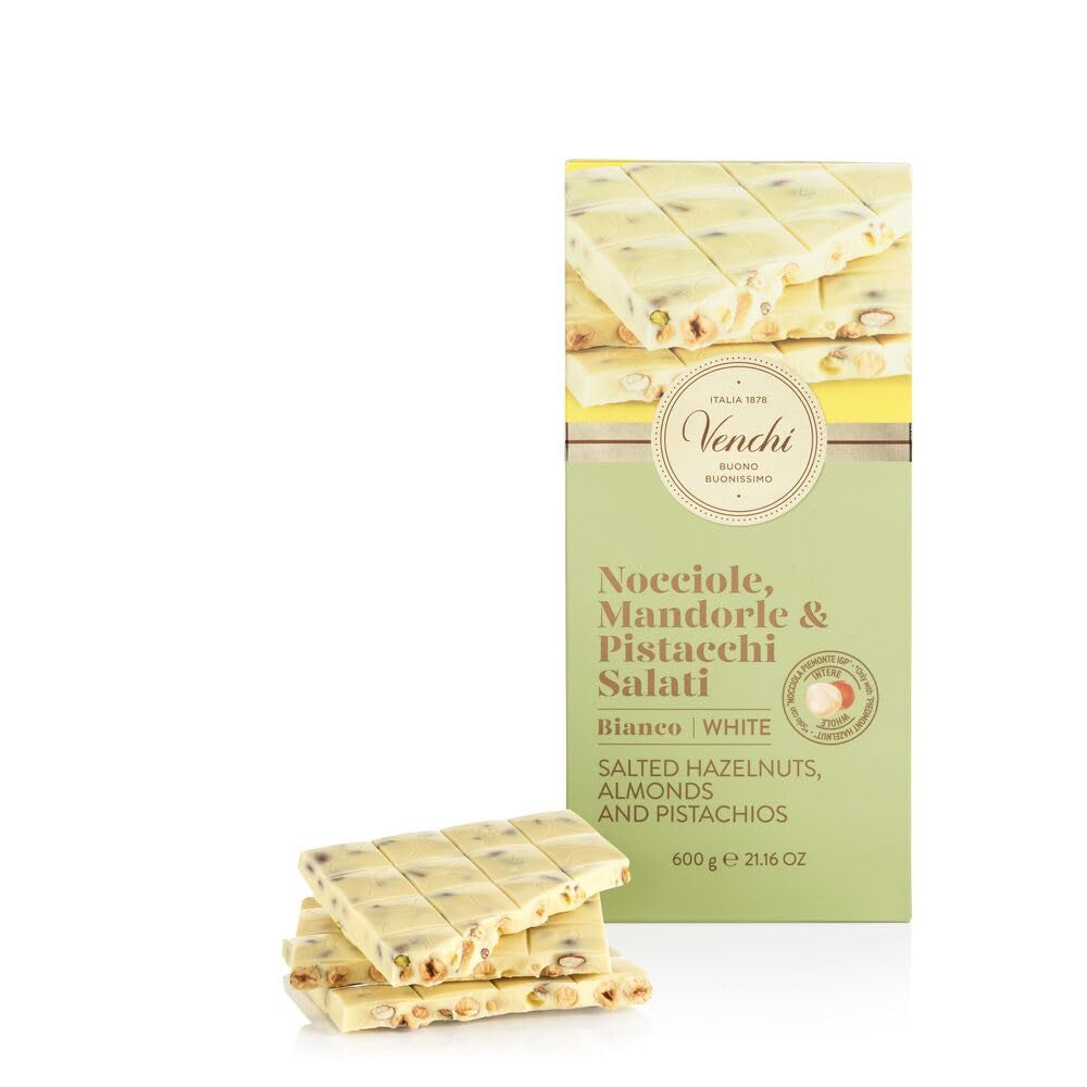 Venchi - Batonik Maxi z białej czekolady, solony, 600g, bezglutenowy, bez sztucznych barwników i bez konserwantów