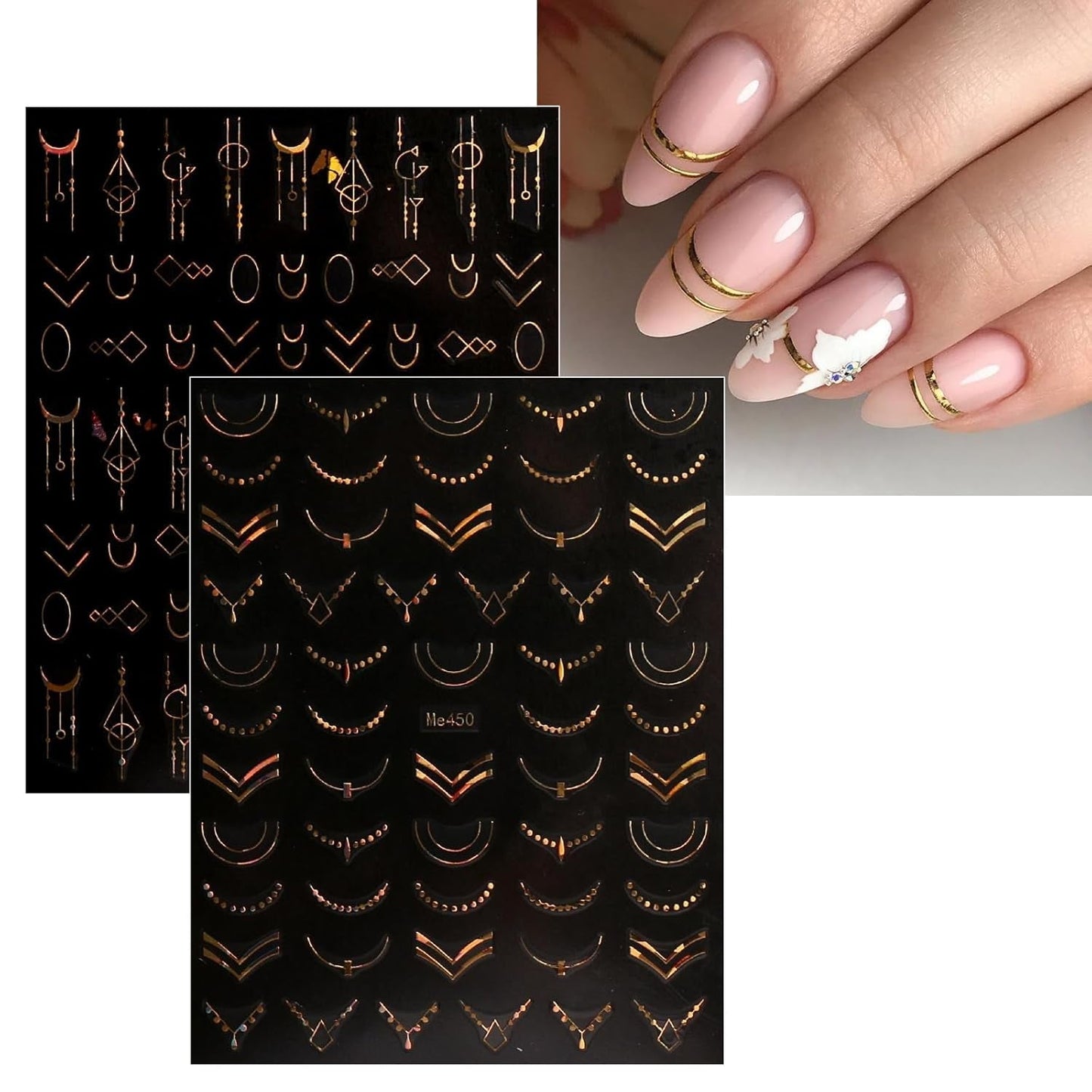 JMEOWIO Nagelsticker Frühling Blume 12 Blatt Nail Art Naklejka Selbstklebend Nagelaufkleber Sommer Blumen Gold Dekoration Nageldesign Zubehör