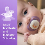 Philips AVENT Ultra Start smoczek na noc, smoczek ortodontyczny dla noworodków, świecący w ciemności, bez BPA, z pojemnikiem do sterylizacji, podwójne opakowanie, księżyc, gwiazda, SCF075/07