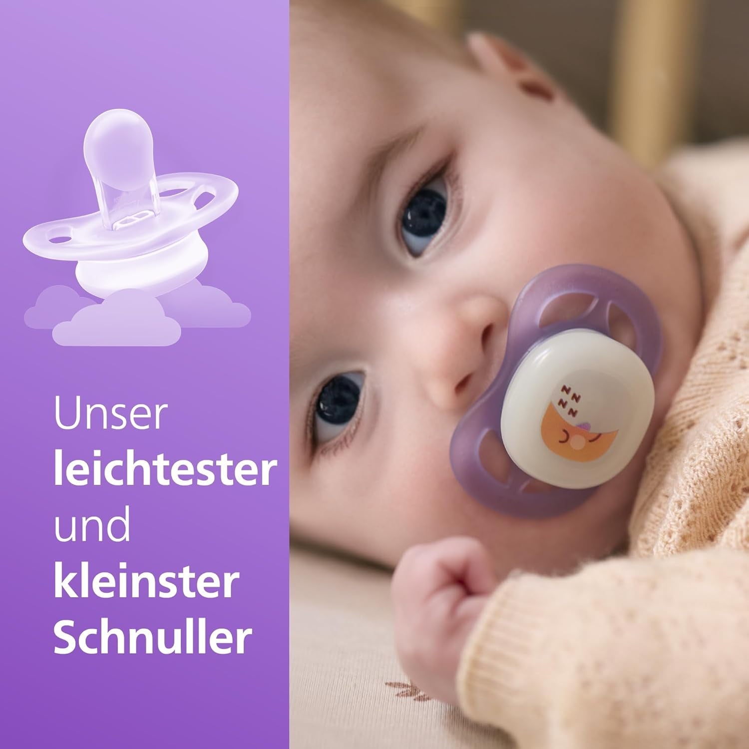 Philips AVENT Ultra Start smoczek na noc, smoczek ortodontyczny dla noworodków, świecący w ciemności, bez BPA, z pojemnikiem do sterylizacji, podwójne opakowanie, księżyc, gwiazda, SCF075/07