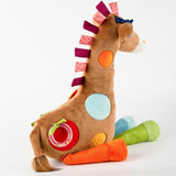 SIGIKID 42863 Zabawka dla dziecka Żyrafa XXL, Zabawka edukacyjna PlayQ, Pluszowa zabawka z kółeczkiem do ząbkowania, Grzechotką, Lusterkiem, Piszcząca, dla niemowląt i dzieci od 3. miesiąca życia, Wielokolorowy/Żyrafa 72 cm Zabawki Bebe Naty Shop