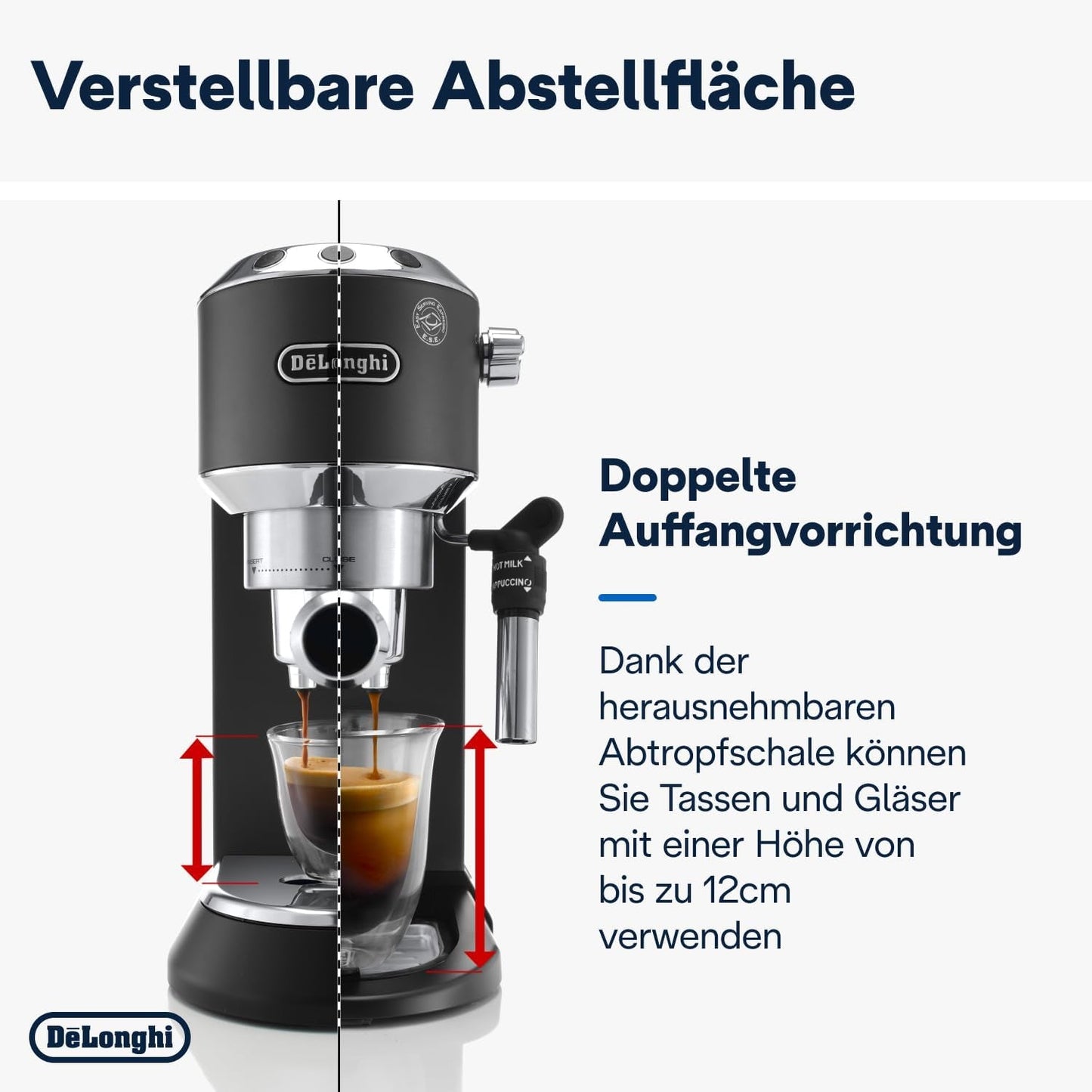 De'Longhi Dedica Style EC 685.B – Ekspres do espresso z kolbą, ekspres do kawy z profesjonalnym spieniaczem do mleka, szerokość tylko 15 cm, na kawę mieloną lub kapsułki ESE, zbiornik na wodę 1 l, kolor czarny