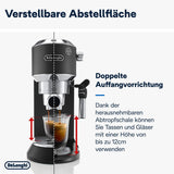 De'Longhi Dedica Style EC 685.B – Ekspres do espresso z kolbą, ekspres do kawy z profesjonalnym spieniaczem do mleka, szerokość tylko 15 cm, na kawę mieloną lub kapsułki ESE, zbiornik na wodę 1 l, kolor czarny