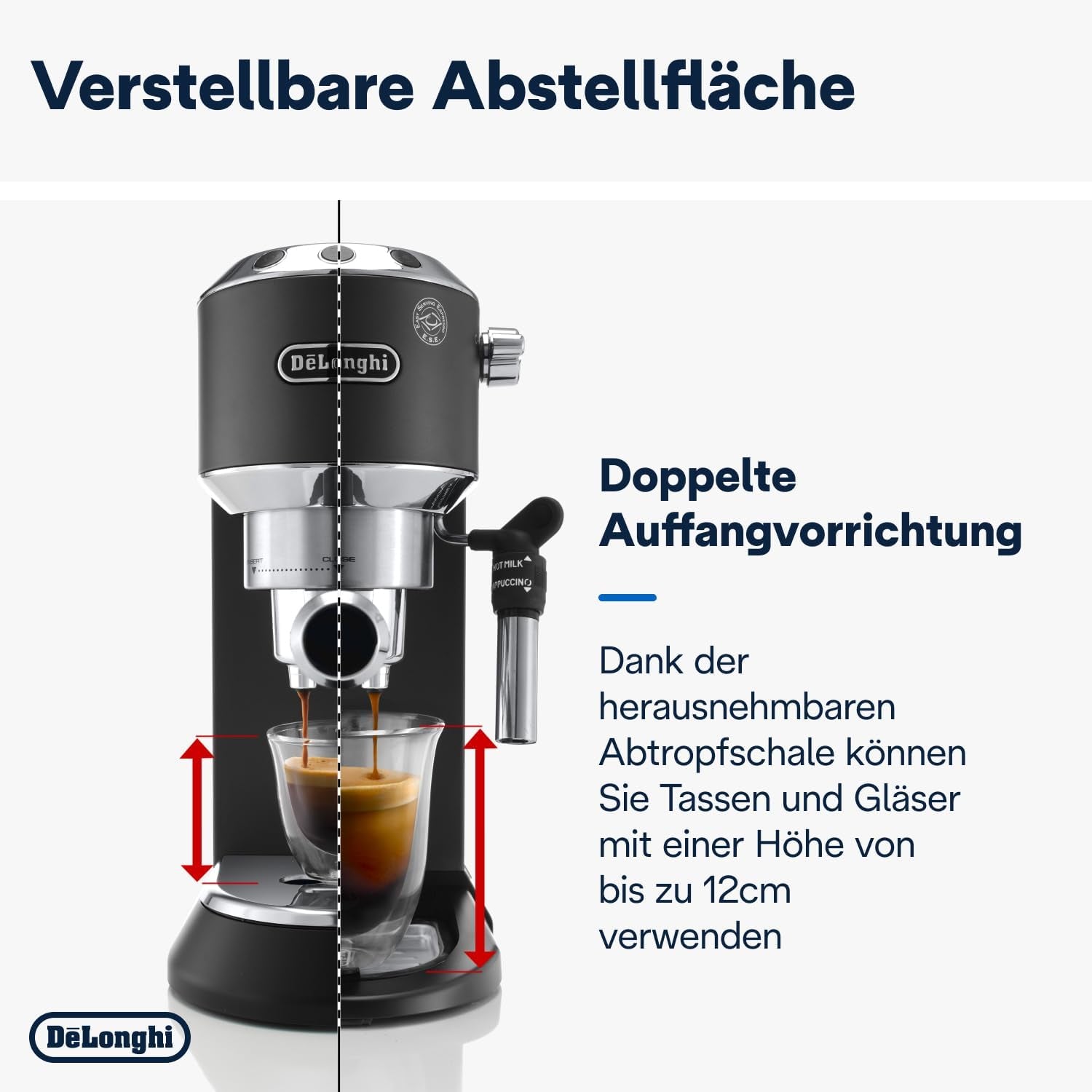 De'Longhi Dedica Style EC 685.B – Ekspres do espresso z kolbą, ekspres do kawy z profesjonalnym spieniaczem do mleka, szerokość tylko 15 cm, na kawę mieloną lub kapsułki ESE, zbiornik na wodę 1 l, kolor czarny