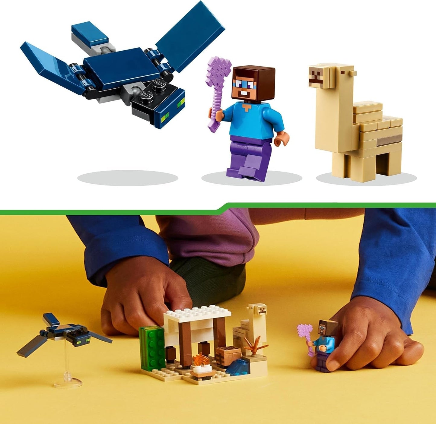 LEGO Minecraft Pustynna wyprawa Steve'a, zestaw gier wideo dla chłopców i dziewcząt, biom ze Stevem, dom, figurki i zabawka Camel, prezent dla graczy dla dzieci od 6 lat 21251 Zestawy do budowania Besuche w sklepie LEGO