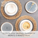 Moritz & Moritz TARENTO 24-częściowy zestaw obiadowy dla 6 osób, szary - Elegancki zestaw talerzy z kamionki wysokiej jakości - Zestaw obiadowy zawiera 6 talerzy obiadowych, 6 talerzy deserowych, 6 talerzy obiadowych i 6 filiżanek