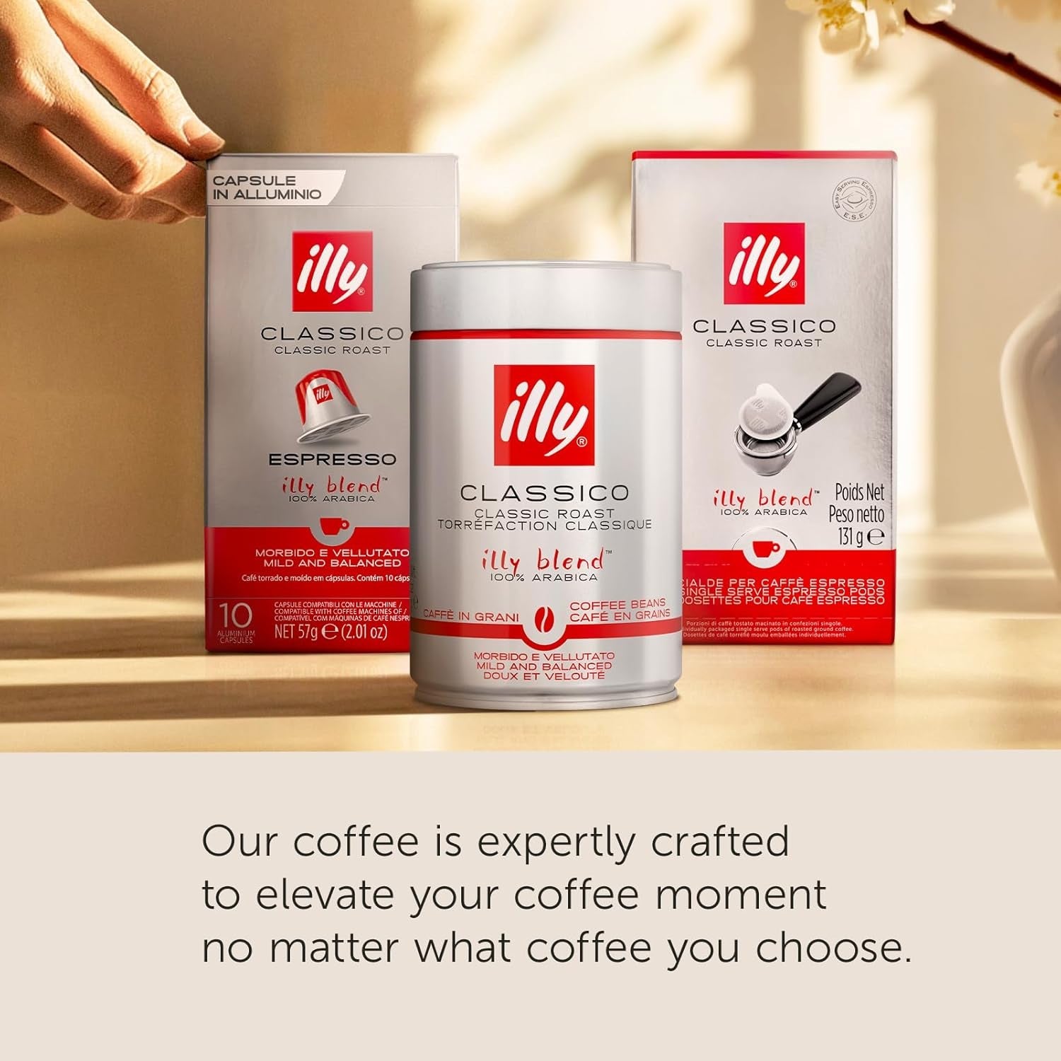 illy, Kaffee E.S.E. Podkładki Einzeldosis CLASSICO, 100% Arabica mit Noten von Orangenblüten und Jasmin, Sanfter Gesmack und Süßer Nachgeschmack, 1 Packung mit 18 composterbaren kapselsn