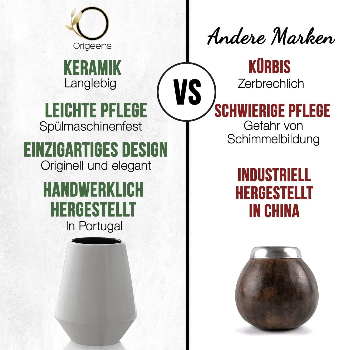 ZESTAW HERBATY ORIGEENS MATE Z filiżanką portugalskiej mate, bombillą i herbatą BIO Yerba Mate - Oryginalny zestaw upominkowy