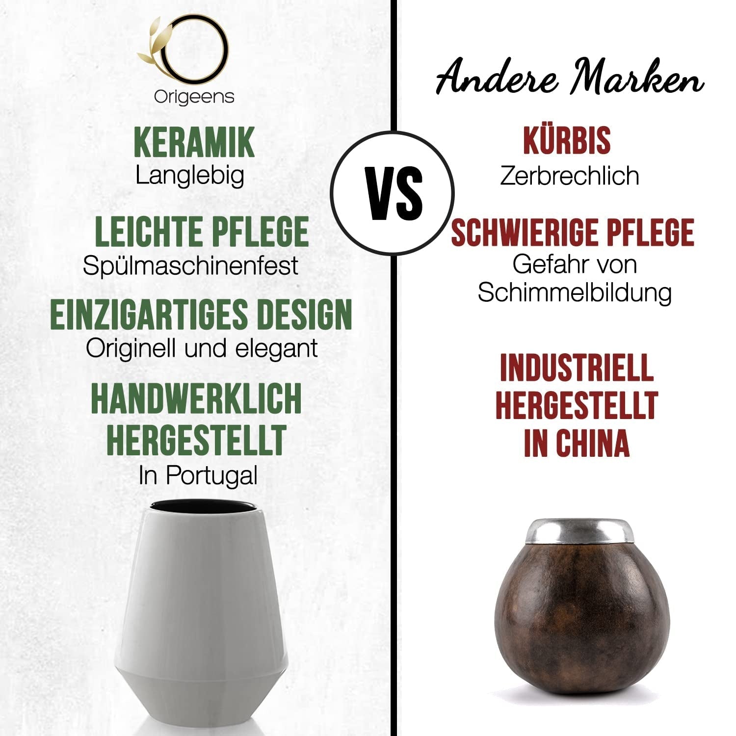 ZESTAW HERBATY ORIGEENS MATE Z filiżanką portugalskiej mate, bombillą i herbatą BIO Yerba Mate - Oryginalny zestaw upominkowy
