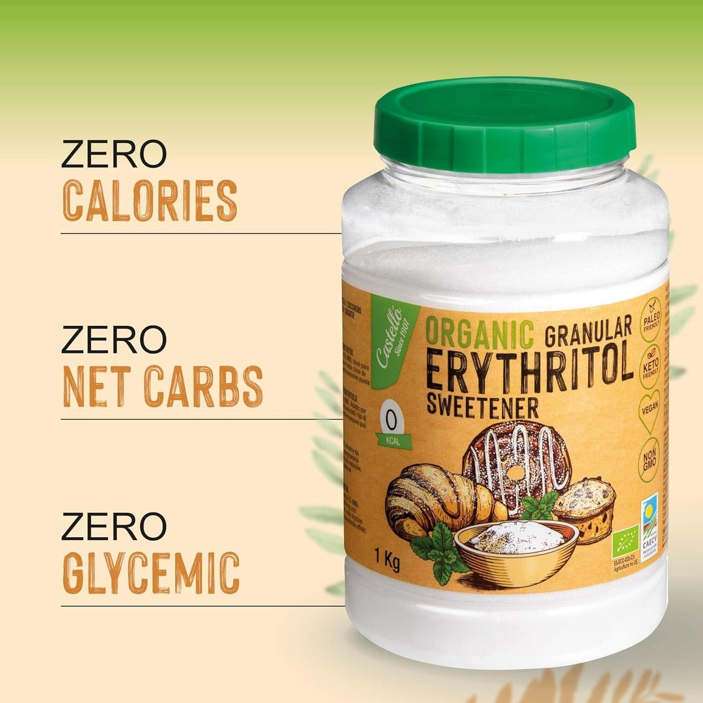 Naturalny organiczny erytrytol, 10G = 7G cukru, 1 Kg Słodzików Naty Shop