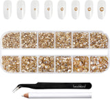 Beadsland 2500 szt. Glas Nailart Strasssteine ​​​​Kristall Flatback Edelsteine ​​​​Runde, ​​Für Handwerk Gemischt 8 Größen SS4 ~ SS30 Mit Picking Pinzette Und Stift (Kristall Weiss)
