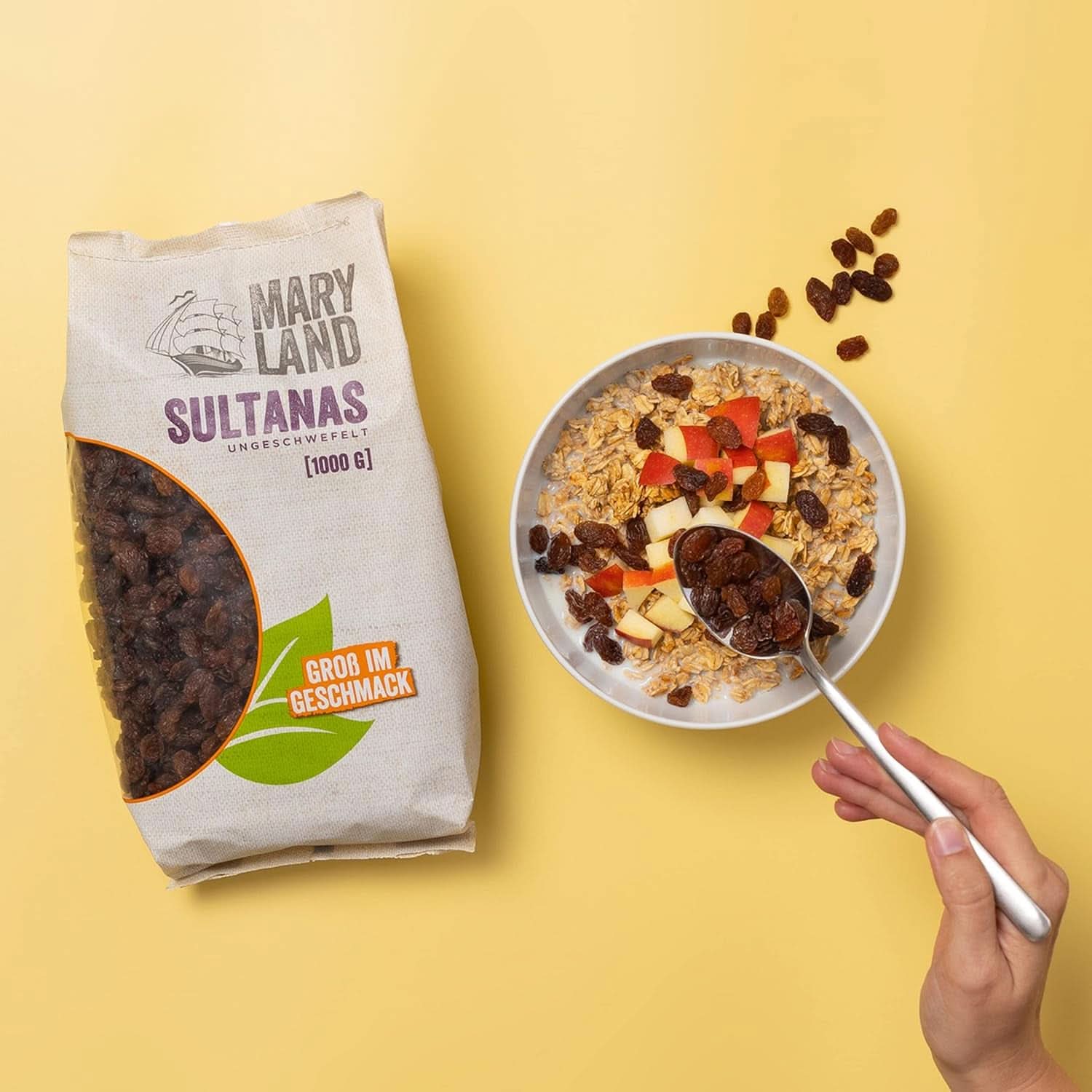 Maryland Sultanas, Rodzynki suszone, naturalnie słodkie, bez dodatku cukru - bez konserwantów, 1 Kg Produkty suszone Naty Shop