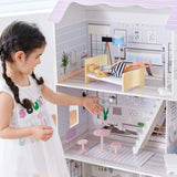 Teamson Kids Olivia's Little World Gigantyczny domek dla lalek z 16 akcesoriami dla lalek, drewniany domek dla lalek z meblami, 3-piętrowy, 30 cm domek dla lalek dla dzieci w wieku 3+
