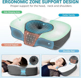 Elviros Memory Foam Poduszka ortopedyczna Poduszka przeciwbólowa szyi Poduszka do spania Ergonomiczna poduszka pod szyję Poduszka podtrzymująca szyję Poduszka przeciw chrapaniu dla osób śpiących na boku Podkładki żołądkowe Białe poduszki ortopedyczne szyjki macicy Naty Shop
