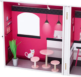 Teamson Kids - Domek dla lalek Dreamland City Café 30 cm - Różowy/Biały/Czarny