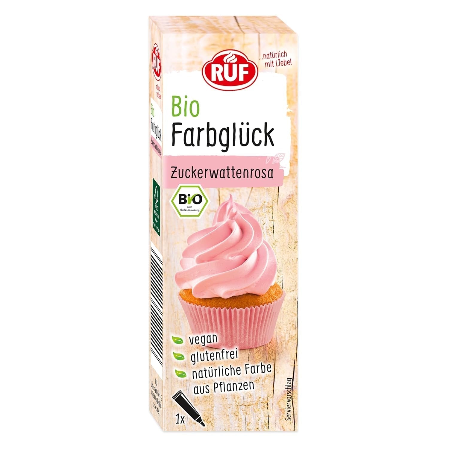 RUF organiczny barwnik spożywczy wata cukrowa różowa z syropem z agawy do barwienia lukru i dekoracji ciast, bezglutenowy i wegański, 1 x 25g