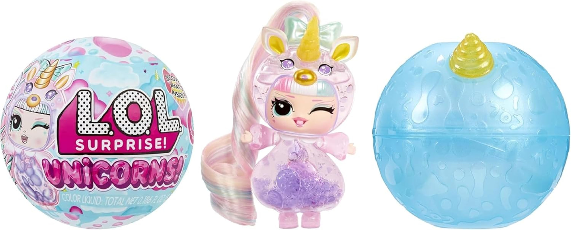 LOL niespodzianka! Unicorns Tots — zawiera 1 lalkę z przezroczystym ciałem i efektem lampy lawowej, opancerzone opakowanie, 8 kolekcjonerskich lalek z 2 kolorowymi mieszankami, dla dzieci w wieku od 4 lat
