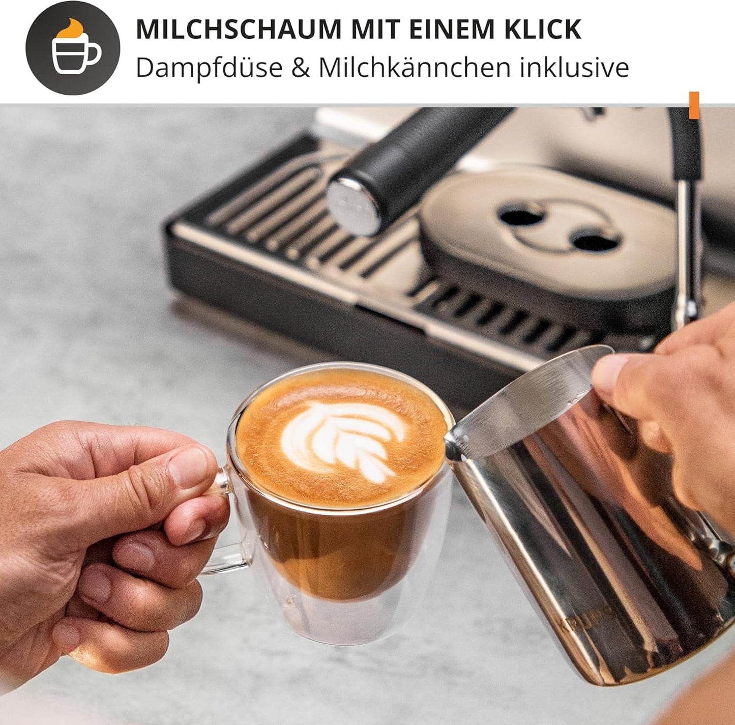 Ekspres ręczny Krups Precision z kolbą i młynkiem, ekspres barista z intuicyjnym panelem sterowania, ustawieniami wstępnego zaparzania, ekspres z dyszą parową, szybkie nagrzewanie, XP801T10